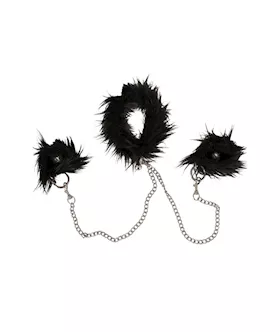 Bad Kitty Flirty Fluffy Cuffs And Collar
