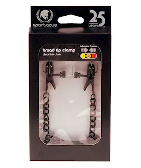 Spartacus Blackline Broad Tip Adjustable Nipple Clamps wChain Black