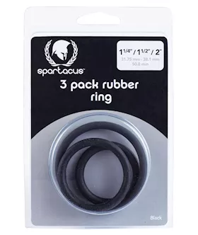 Spartacus Rubber Cock Ring Set  Black Pack of 3