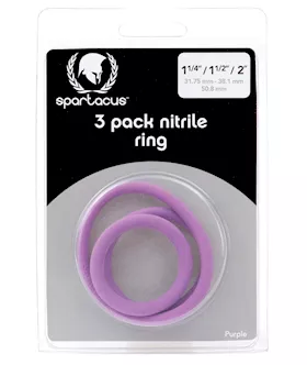 Spartacus Nitrile Cock  Ring Set  Purple Pack of 3