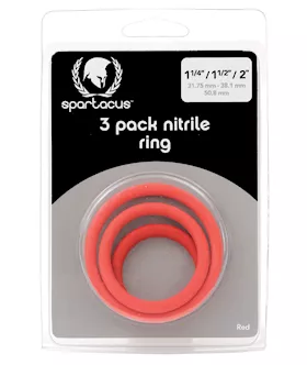 Spartacus Nitrile Cock  Ring Set  Red Pack of 3