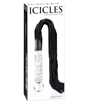 Icicles No 38 Hand Blown Glass Handled Whip  Clear