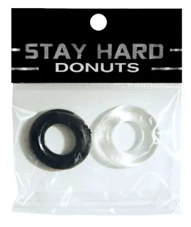 Ignite Power Stretch Donut Cock Ring  ClearBlack Pack of 2