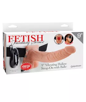 Fetish Fantasy Series 9quot Vibrating Hollow Strap On wBalls  Flesh