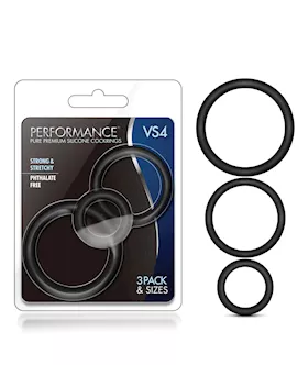Blush Performance VS4 Pure Premium Silicone Cockring Set  Black
