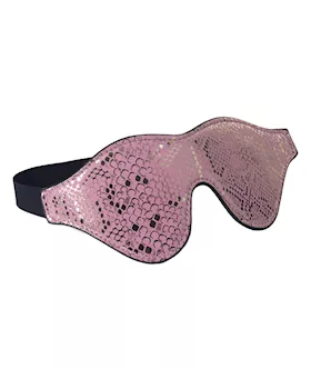 Spartacus Blindfold wLeather  Pink Snakeskin Micro Fiber