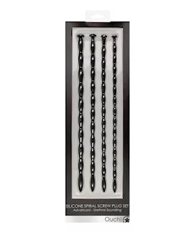 Shots Ouch Advanced Urethral Sounding Silicone Spiral Plug Set  Black