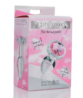 Booty Sparks Pink Gem Glass Anal Plug Small
