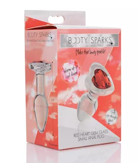 Booty Sparks Red Heart Gem Glass Anal Plug Small