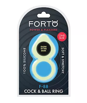 Forto F88 Double Ring Liquid Silicone Cock Ring  Glow in the Dark