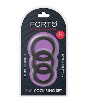 Forto F61 Liquid 3 Piece Cock Ring Set  Black
