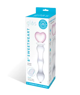 Glas 8quot Sweetheart Glass Dildo  PinkClear