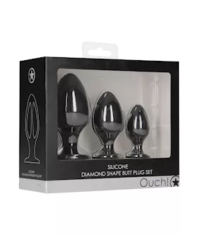 Shots Ouch Diamond Shape Butt Plug Set Black