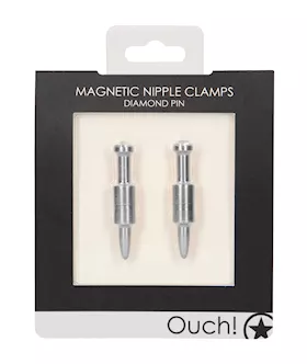 Shots Ouch Pin Magnetic Nipple Clamps  Silver