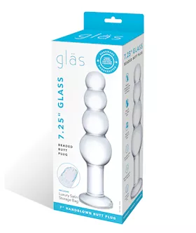 Glas 725quot Glass Beaded Butt Plug Clear