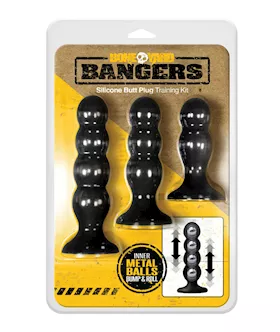 Boneyard Bangers Silicone Butt Plug Training Kit Black