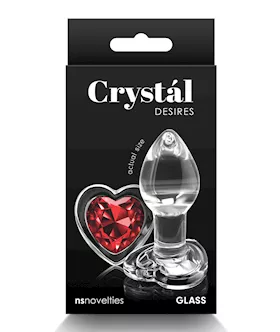 Crystal Desires Glass Heart Gem Butt Plug Small Red