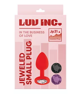 Luv Inc Jeweled Silicone Butt Plug wThree Stones  Small Red