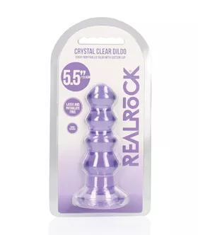 Shots RealRock Crystal Clear 55quot Curvy DildoButt Plug Purple