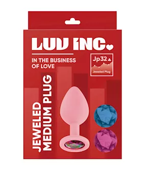 Luv Inc Jeweled Silicone Butt Plug wThree Stones Medium Light Pink