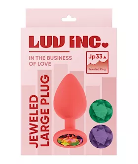 Luv Inc Jeweled Silicone Butt Plug wThree Stones Large Coral
