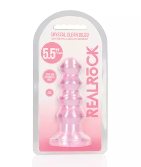 Shots RealRock Crystal Clear 55quot Curvy DildoButt Plug Pink