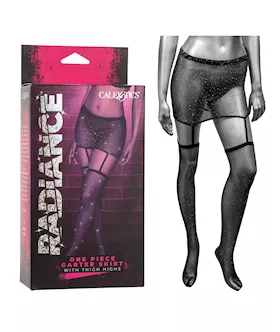 Radiance One Piece Garter Skirt wThigh Highs Black OS