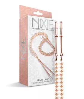 Nixie Pearl Drop Tweezer Nipple Clamps  Rose Gold