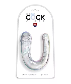 King Cock Clear Medium Double Trouble Dildo  Clear