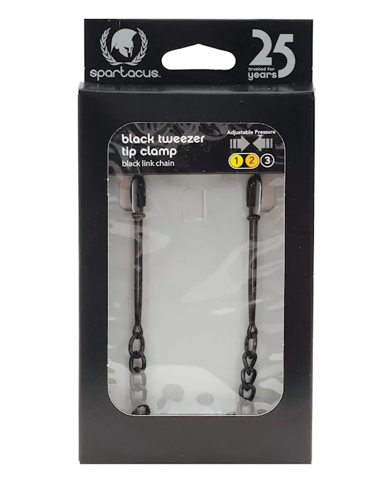 Spartacus Adjustable Black Tweezer Nipple Clamps W/chain