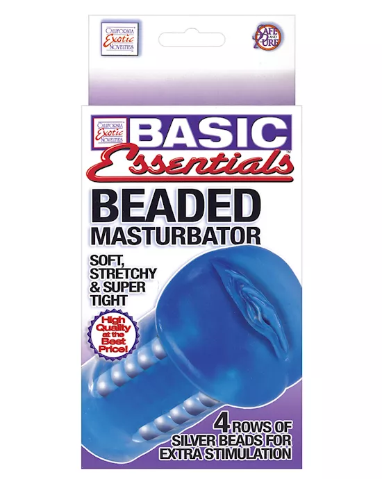 Basic Essentials Beaded Masturbator - Blue