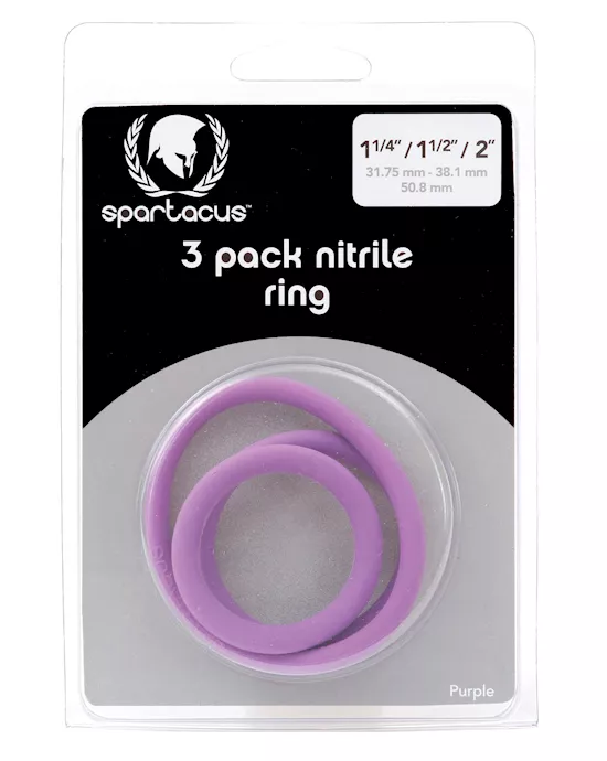 Spartacus Nitrile Cock  Ring Set - Purple Pack Of 3