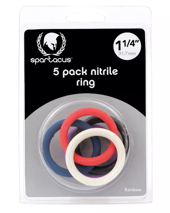 Spartacus 1.25" Nitrile Cock  Ring Set - Asst. Colors Pack Of 5
