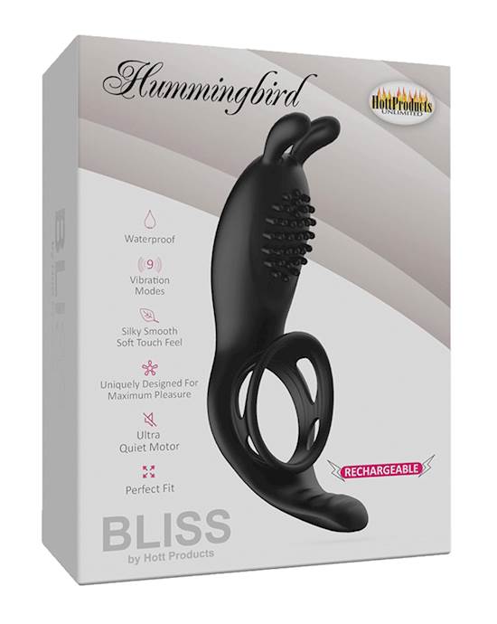 Bliss Hummingbird Vibrating Cock Ring  Black