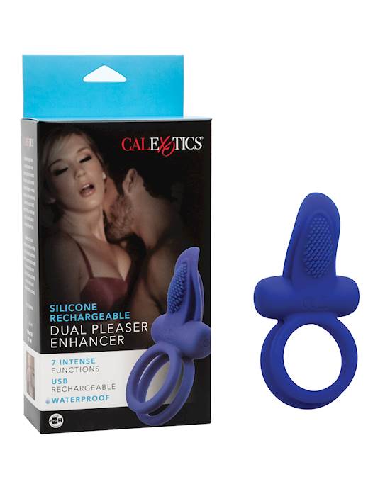 Couples Enhancers Silicone Rechargeable Dual Pleaser Enhancer  Blue