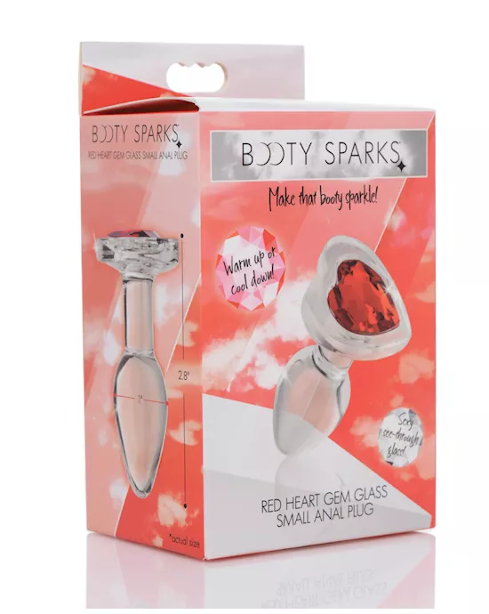 Booty Sparks Red Heart Gem Glass Anal Plug - Small
