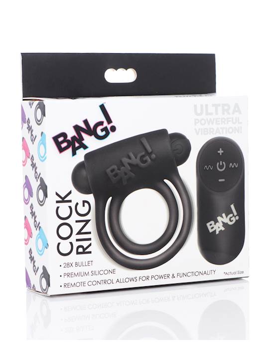 Bang Vibrating Cock Ring amp Bullet wRemote Control  Black