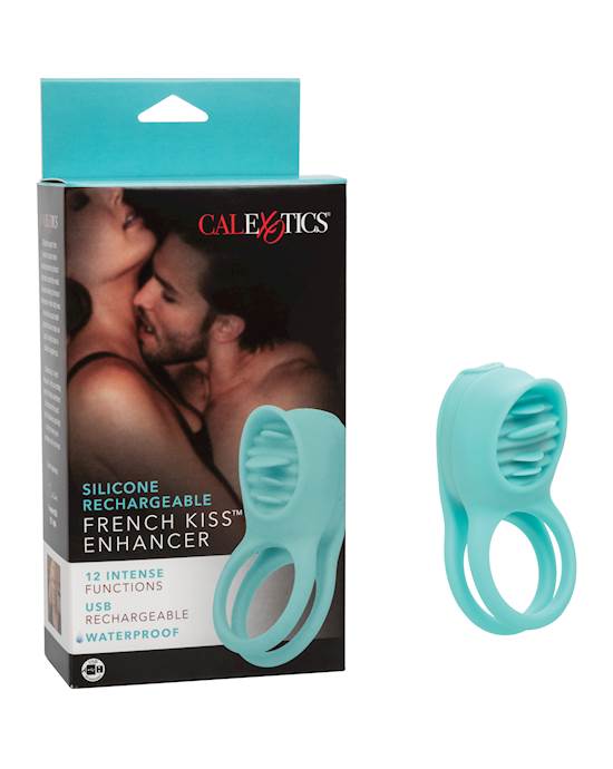 Couple039s Enhancers Silicone Rechargeable French Kiss Enhancer  Teal