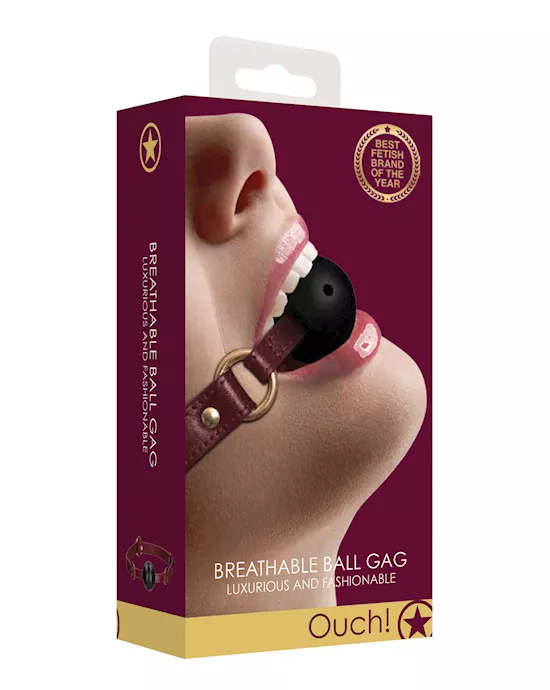 Shots Ouch Halo Breathable Ball Gag - Burgundy