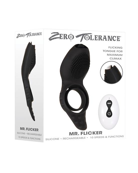 Zero Tolerance Mr Flicker Vibrating Cock Ring  Black