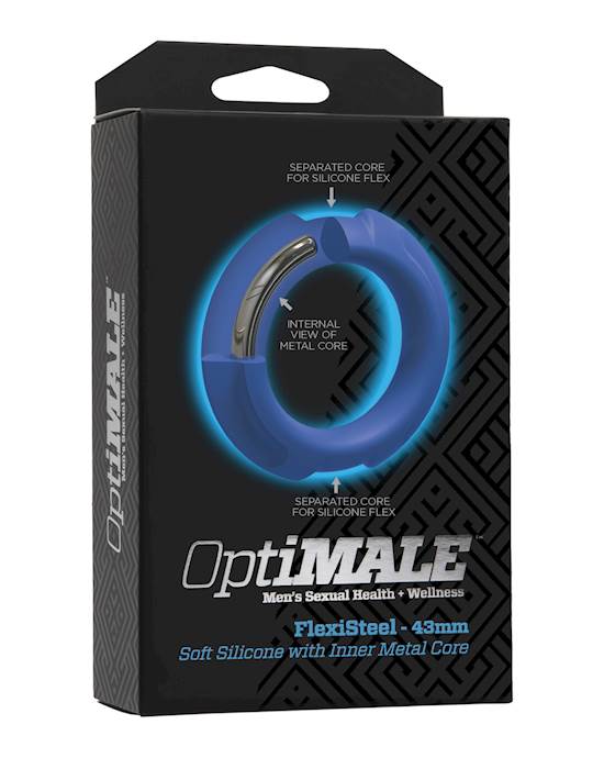 OptiMale FlexiSteel Cock Ring  43mm Blue