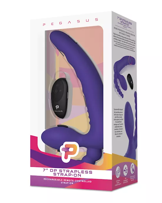 Pegasus 7" Strapless Strap On w/Remote - Purple