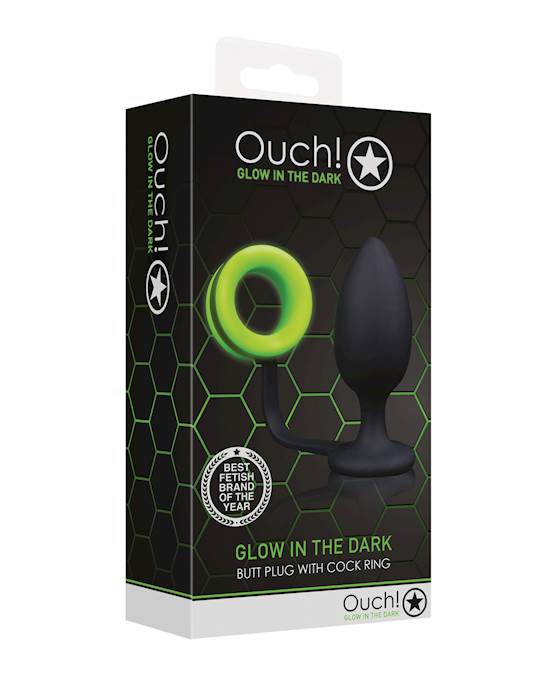 Shots Ouch Butt Plug wCock Ring  Glow in the Dark