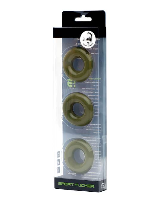 Sport Fucker Chubby Cockring Pack of 3  Army Green