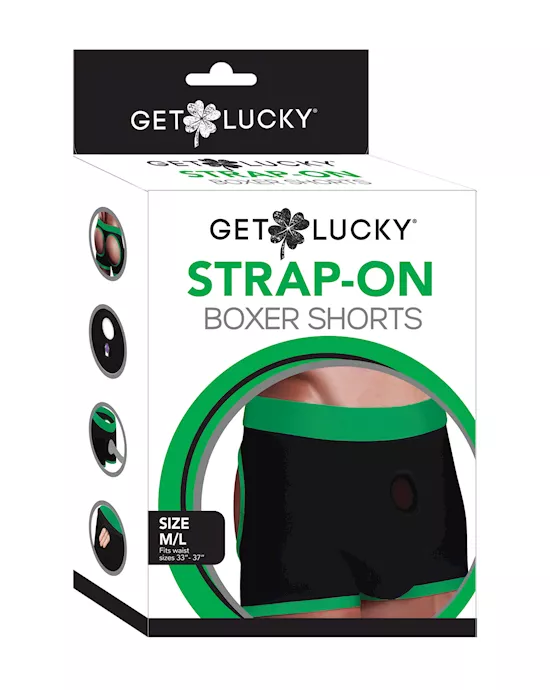 Get Lucky Strap On Boxers - M-l Black/green