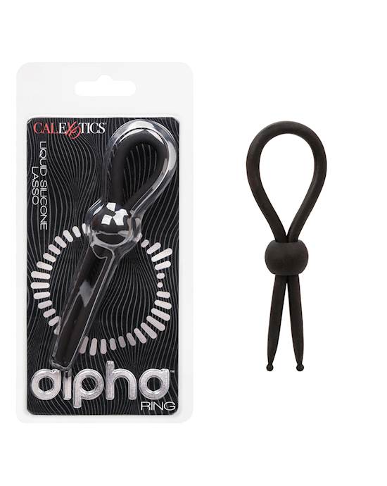 Alpha Liquid Silicone Lasso Cock Ring  Black