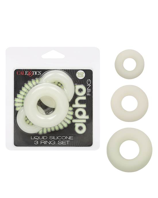 Alpha Liquid Silicone Glow in the Dark Cock Ring  Set of 3