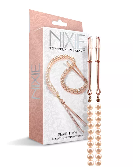 Nixie Pearl Drop Tweezer Nipple Clamps - Rose Gold