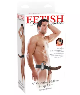 Fetish Fantasy Series 8quot Vibrating Hollow Strap On Brown