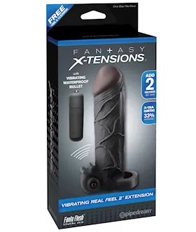 Fantasy Xtensions Vibrating Real Feel 2quot Extension wBall Strap Black